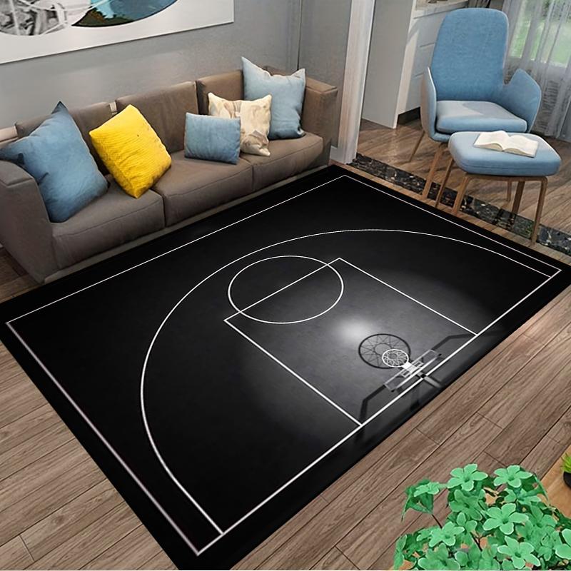 Basketball Court Pattern Black Carpet for Bedroom or Living Room Suitable for use as an anti-slip for living room bedroom sofas
