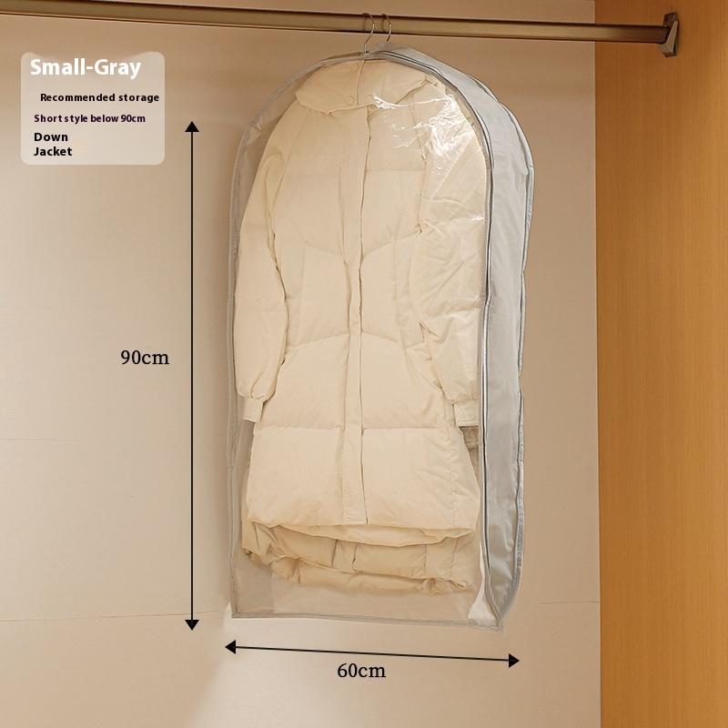 

Пуховик Сжатый Пылезащитный Чехол Гардероб Одежда Пылезащитный Мешок Бытовой Видимый Прозрачное Окно Подвесной Мешок для Одежды на Молнии S серый