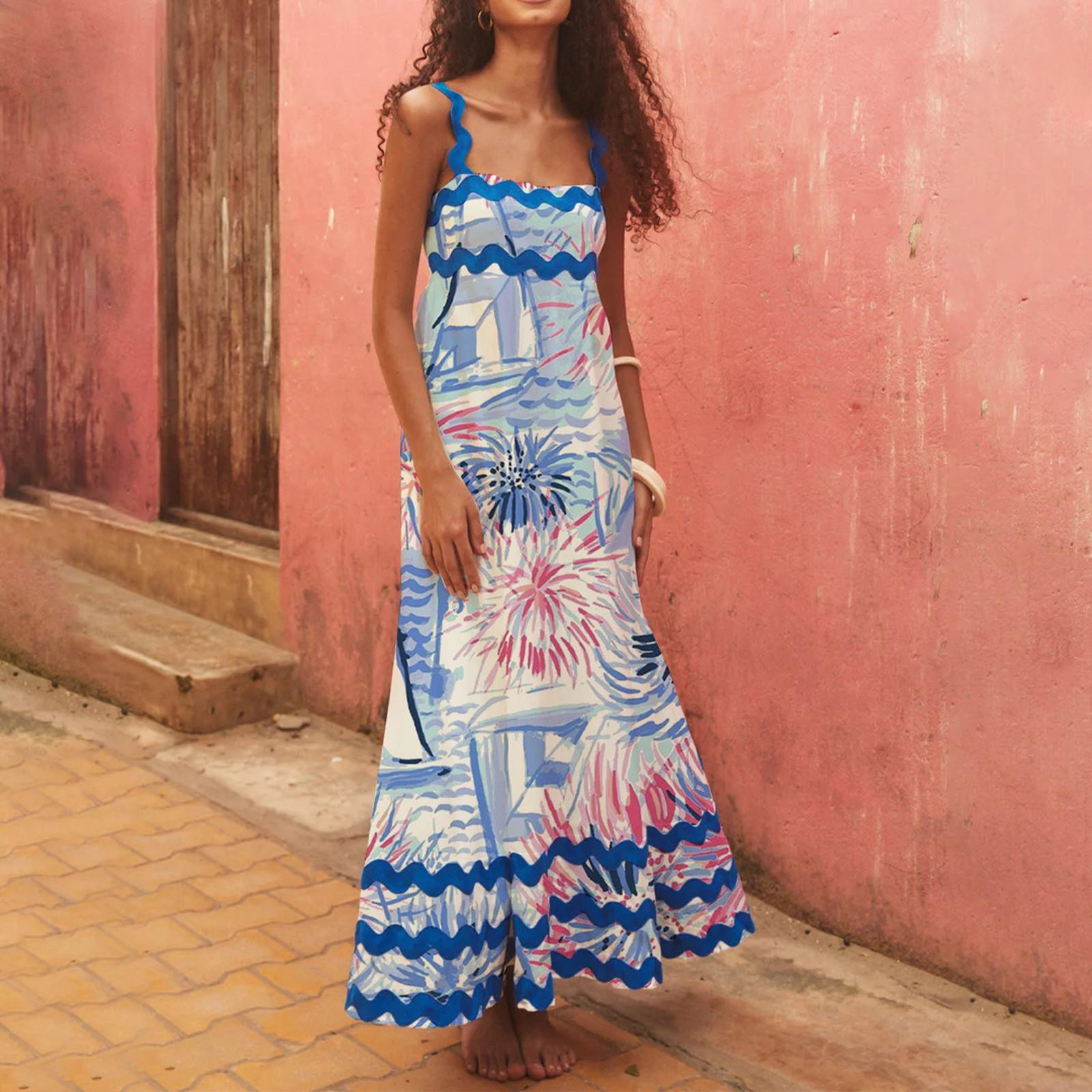 Women s Fashion Sexy Color Sleeveless Strap Dress Women s Dress Long Dress L