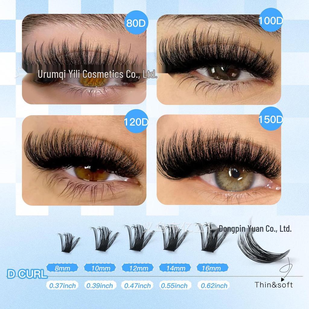 DIY Natural Dense Cluster False Eyelashes, Self-Adhesive 720 Segmented 10150D Curl, Individual Clusters