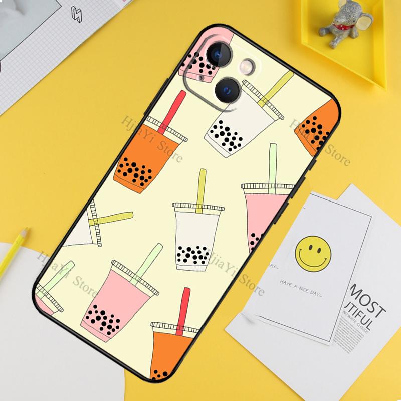 Boba Milk Tea Case For iPhone 11 12 13 14 15 16 Pro Max Mini X XR XS MAX Plus Phone Back Cover