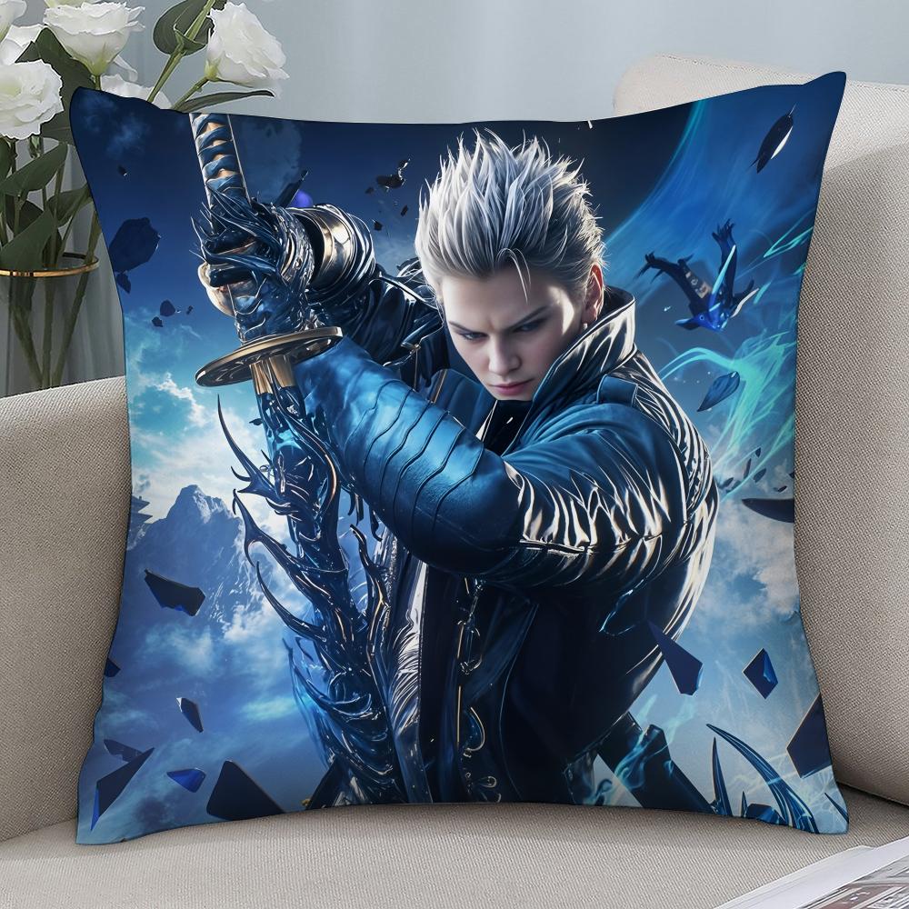 Poszewka na poduszkę Vergil D-Devil May C-Cry Nadruk 3D Włókno poliestrowe 45*45 cm Dekoracja poszewki na poduszkę dekoracyjną do domu na sofę Prezent festiwalowy