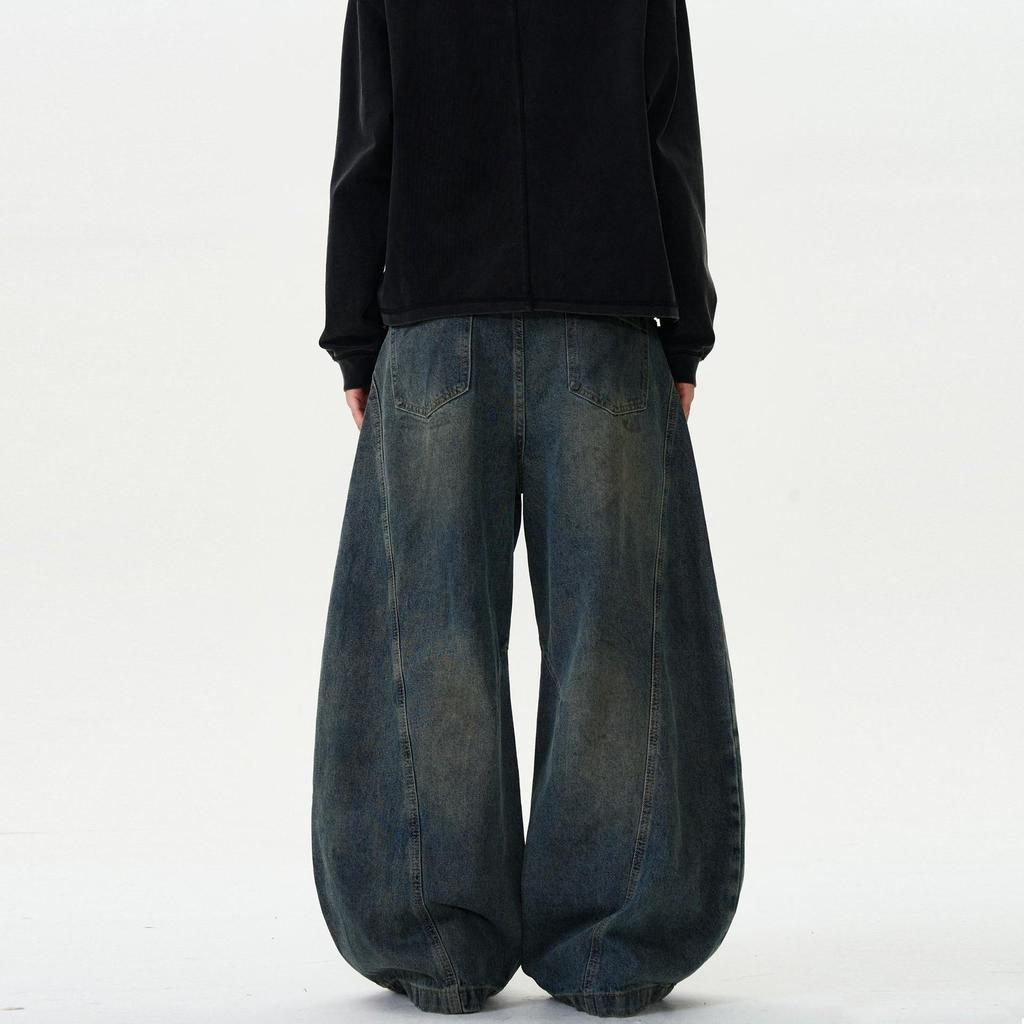 American Retro Washed Distressed Wide-Leg Jeans - Unisex Casual Trend