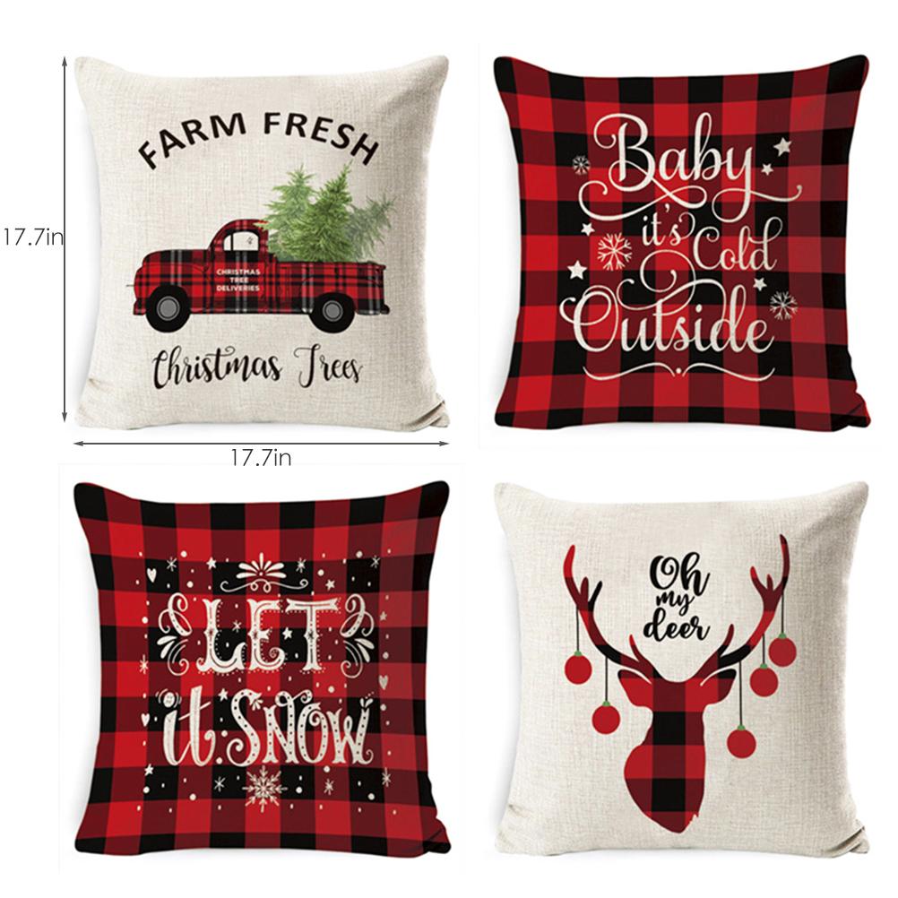 

Christmas Printed Linen Pillowcase Cushion Cover Pillowcases for Home Decor Sofa Pillowcase
