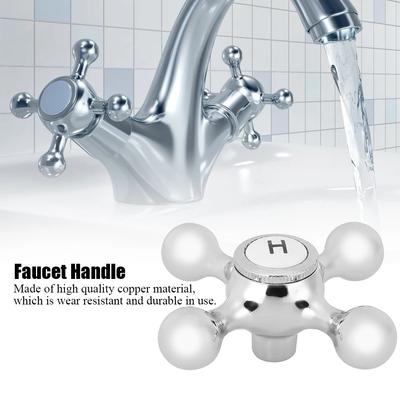 Sink Faucet Handle Copper Cross Handle Bath for Kitchen Bathroom Sink Unique Plum Blossom Water Faucet Handle Replacements Tools