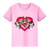 Children's version of Powerpuff Girls printed pure   cute anime style summer casual   short-sleeved T-shirt