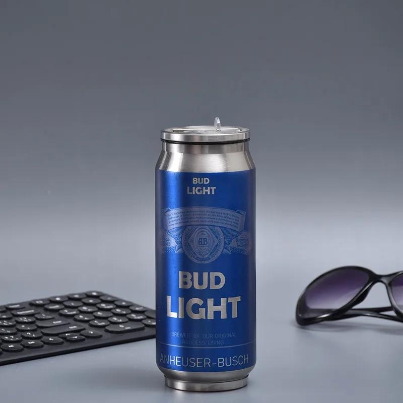500ML Termoska se slámkou Cola plechovka Termoska na kávu Pivní láhev 304 Nerezová ocel BEER Cold Keeper Nádoba na pití Garrafa Térmica