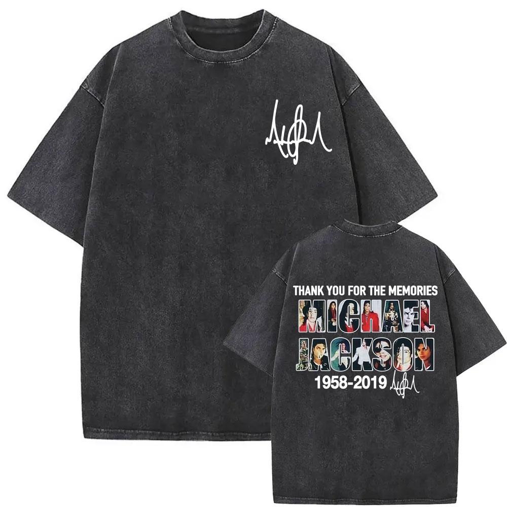 Benber vintage style Koning van de Pop Michael Jackson Bad Tijdperk Vintage Gewassen T-shirts Mannen Vrouwen Mode Klassieke Casual T-shirts Zomer Tops Katoenen T-shirt XL