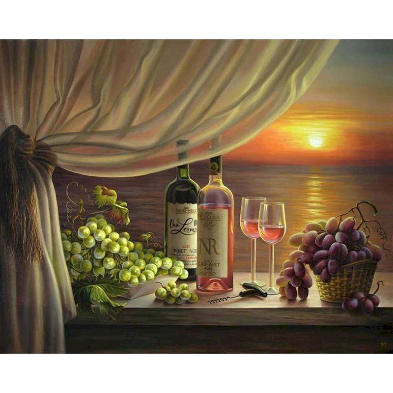 

GATYZTORY 60x75cm Frame Oil Painting By Numbers For Adults Rose Wine Picture By Number Home Decoration Handpainted Oil Painting 20x30cm No Frame чистий