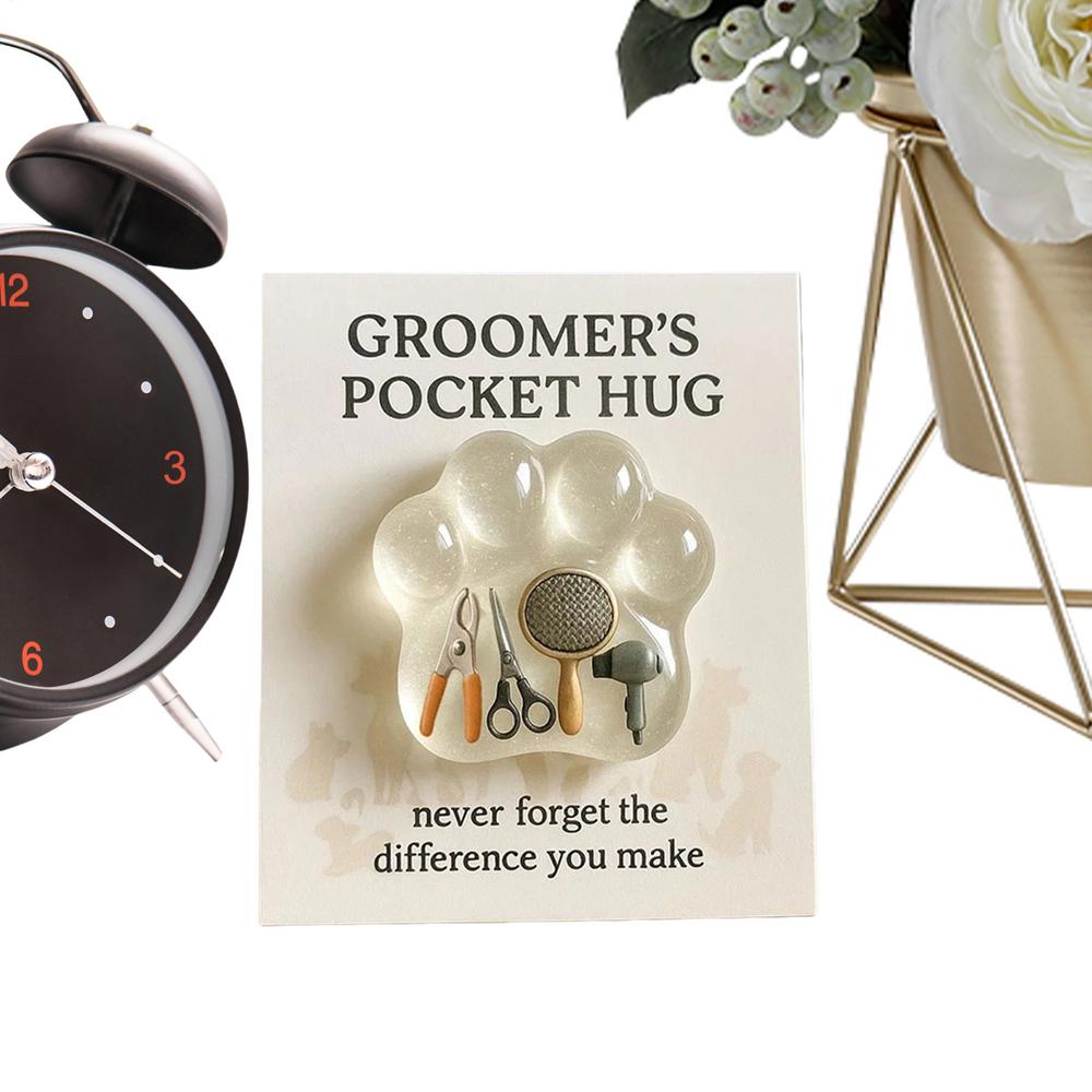 

Dog Paw Pocket Pet Groomer Keepsake With Card Inspirational Collectible For Friends Women Men Adults Kids Boys Girls
