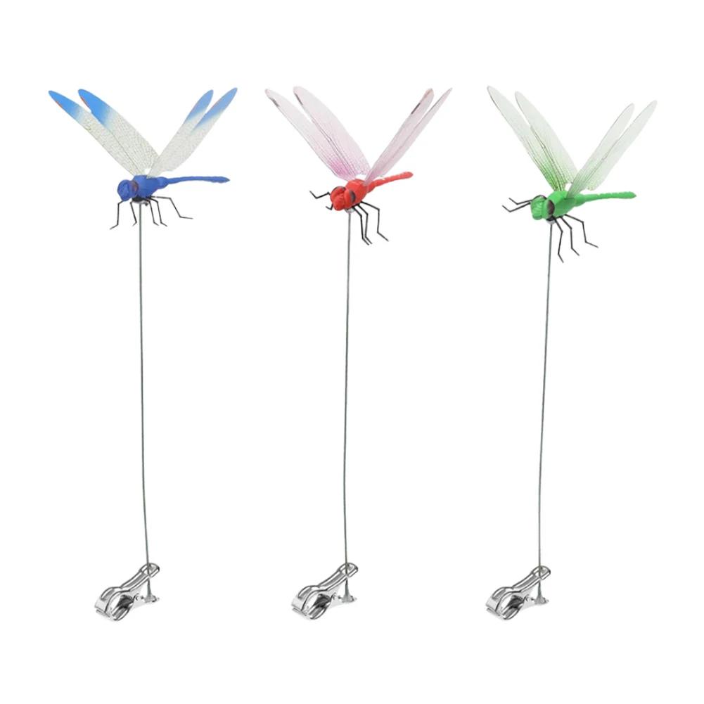 

3/4/5/8PCS Dragonfly Hat Clip Realistic Decoys Simulation Garden Stake Decorate Outdoor Realistic Outdoor 3D Decorative Clips