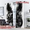 2D FLAT PRINTING 2pcs Curtains (Without Rod) Motorcycle with Black Popular Curtain Yarn Curtains Ramadan Perfect for Bedroom,
