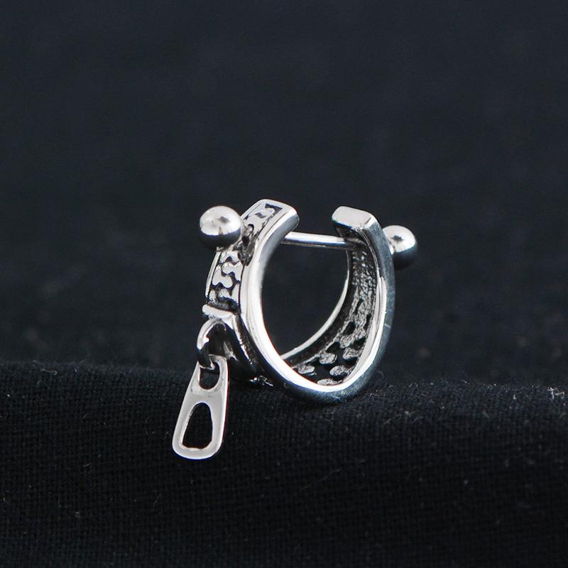 

Мужские ретро каффы на уши с молнией - Посеребренные серьги в гонконгском стиле из серебра 925 пробы