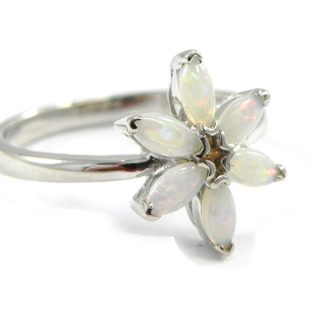 Silver Ring 'Goddess Opal' White Silver (rhodium) - 14 Mm