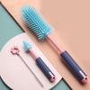 3Pcs/Set Bottle Brush Detachable Soft Liquid Silicone Head Infant Feeding Utensil Cleaner Non-Slip Handle Bottle Brush