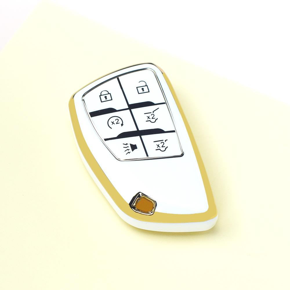 For Chevrolet Silverado 1500 Tahoe Suburban Colorado Traverse Gmc Yukon Canyon Sierra Auto Car Key Fob Case Cover Keychain Ring