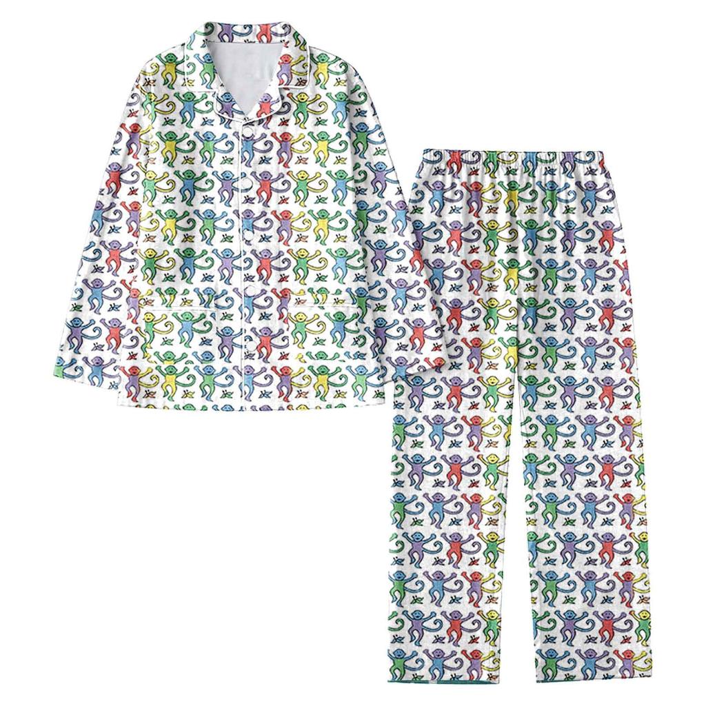 Damer 2-delt pyjamassett Casual Søtt Roller Rabbit-trykk Langermet skjorte Lang bukse Sett Revers Pyjamas Dame Hjemmeklær