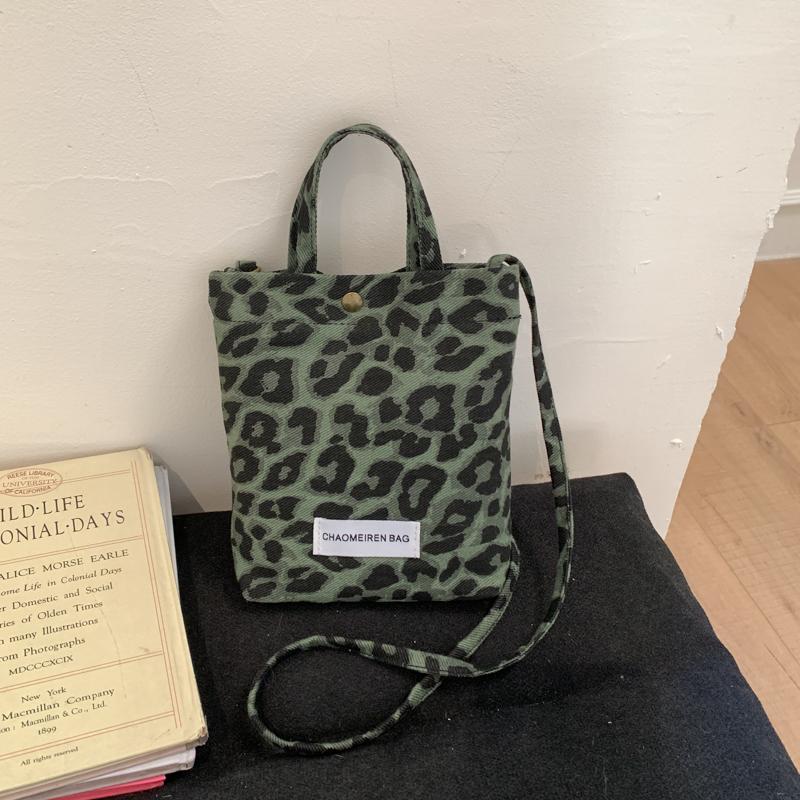 Trendy Autumn Winter Brown Leopard Print Small Buet Bag Women's New 2026 Handheld Crossbody Phone Bag Soft Canvas Daily Use