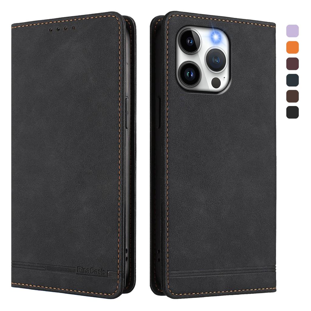 For iPhone 15 Pro Max Case RINACASIS RC23 RFID Blocking Wallet Stand PU Leather Phone Cover