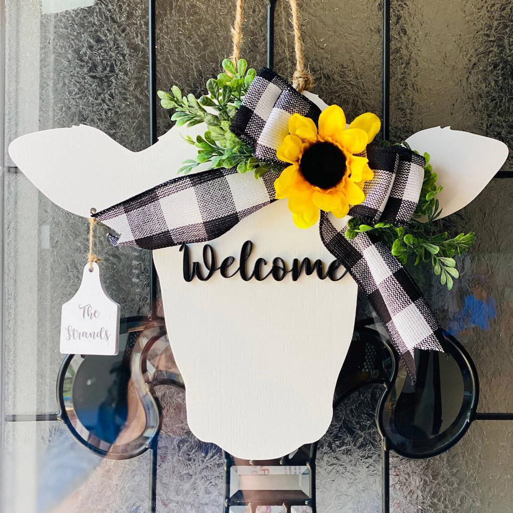 Cartoon Cattle Sign Hanging Sign Indoor Outdoor Door Hanging Decoration