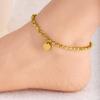Trendy Double Layer Titanium Steel Love Heart Anklet Gold Versatile Foot Jewelry Set