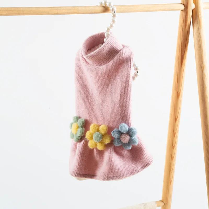 

Winter Dog Clothes Cat Chihuahua Clothing Doggie Puppy Costume Yorkshire Pomeranian Shih Tzu Maltese Poodle Bichon Pet Dress XXS розовый