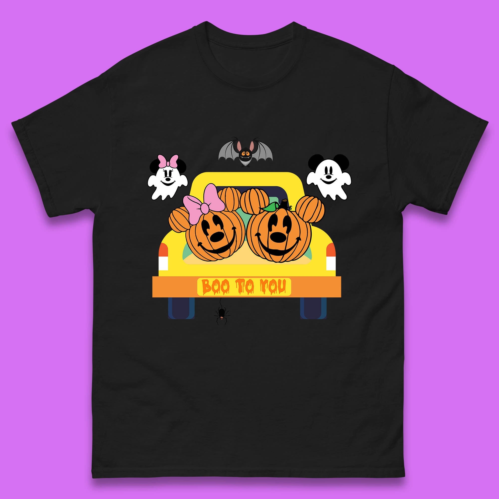 Disney Halloween Mickey Minnie Mouse Pumpkin Ghost Boo To You Horror Scary Disney Trip Mens Tee Top S