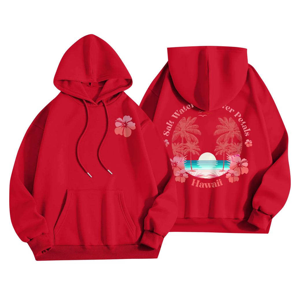 Women's Fashion Women's Lightweight Long Sleeve Pullover With Pockets Preppy Graphic Hoodie