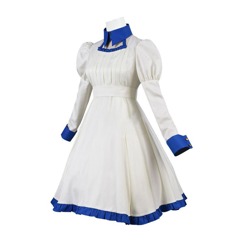 Anime Invented Inference Iwanaga Kotoko Cosplay Hat Bow with Wig Lovely White Dress Clothing Halloween Carnival Full Set Costume