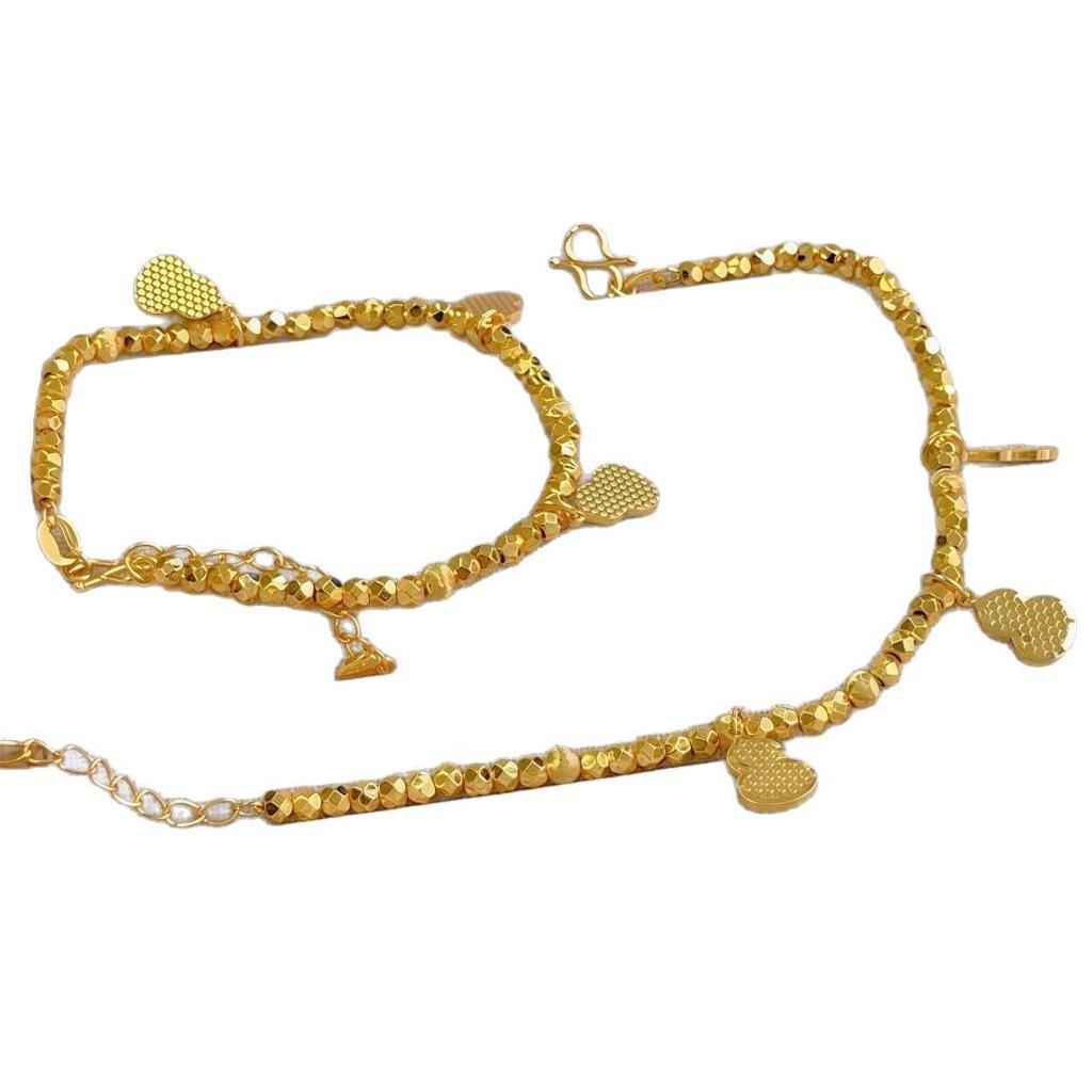 Gold Disco Bead Dragon Scale Bracelet Set – Peace, Blessing, Prosperity