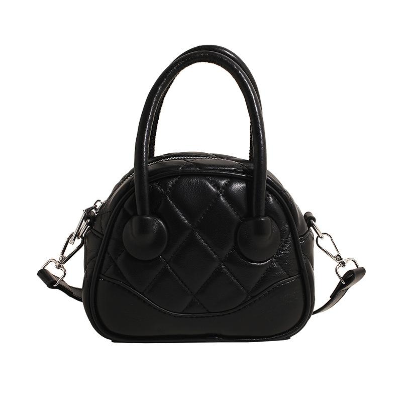 Stylish Simplicity and High Sense Diamond Portable Boston Bag Niche Casual Temperament Versatile Solid Color Messenger Bag