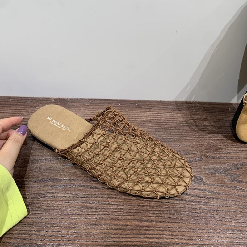 

Сабо-сетка от интернет-знаменитости, женская обувь, пляжные сандалии, крутые шлепанцы с закрытым носком, модные весенне-летние сандалии в римском стиле на плоской подошве 40 коричневый