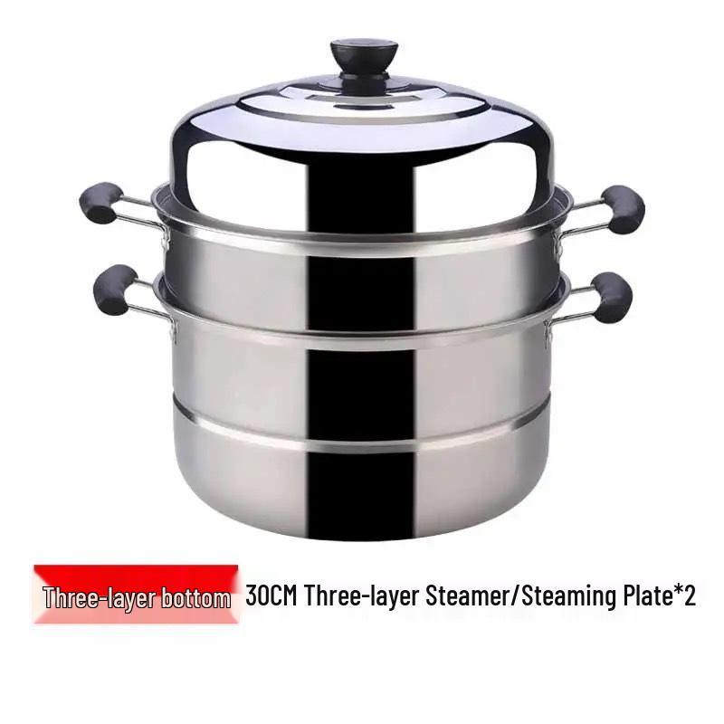 304 Stainless Steel Double Layer Steamer Pot for Induction and Gas Cookers