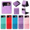 Suitable for Samsung Z Flip4 Mobile Phone Case Z Flip3 Folding Mobile Phone Solid Color Embossed Insert Card Anti-drop Protective Case