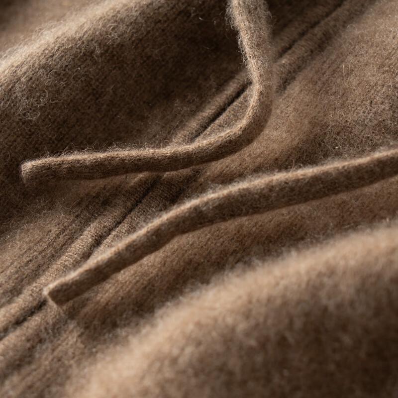 Fanzhen Men's 100% Cashmere Hooded Zipper Cardigan Jacket