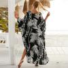 Women's Plus Size Animal Print V-Neck Batwing Kaftan Beach Dress Bathing Suit Cover-Up Loungewear
