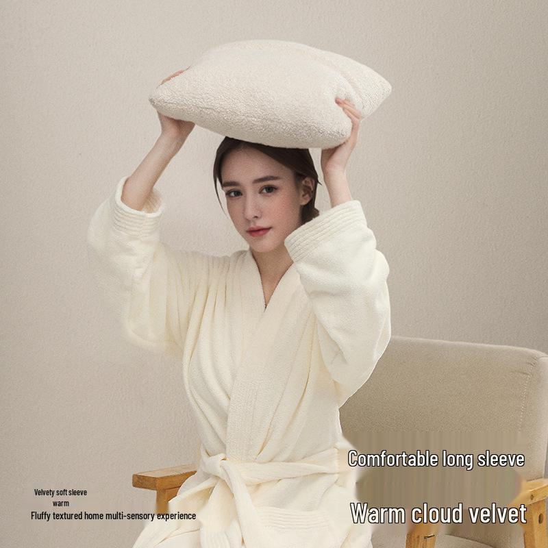 Women's Thick Antibacterial Quick-Dry Cloud Velvet Bathrobe - Autumn/Winter