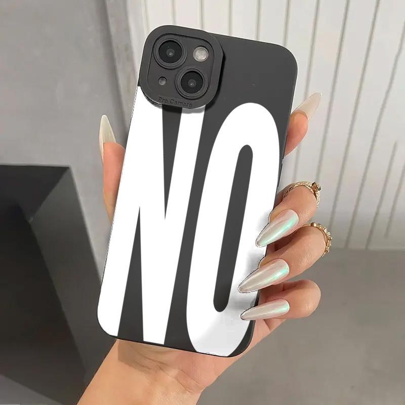 English Words YES NO Pattern Phone Case For iPhone 16 Pro Max 15 14 13 12 11 XS X XR 16E Plus SE 2 16E Shockproof Soft Cover