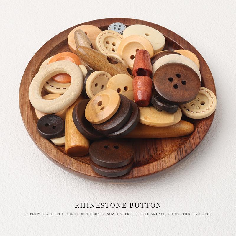 10Pcs Boxed Flawed Wood Buttons Diy Handmade Buttons Painting Material Pack Kindergarten Paste Creative Wooden Buttons