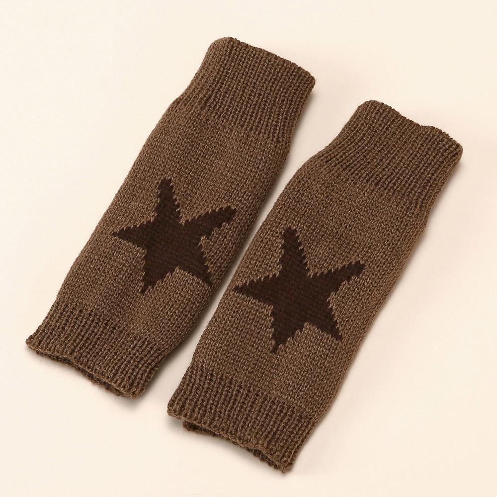 Punk Star Knitted Woolen Gloves for Men Women Pentagram Half Finger Warm Soft Mitten Soft Star Hand Fingerless Gloves