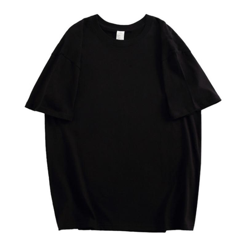 Solid-color Pure Cotton Off-the-shoulder Loose Short-sleeved T-shirt