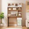 Computer Desk, Shelf Desk, Cabinet Desk Work Table, Cabinet Desk, White Natural 180cm