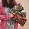 Women Handbag Purse Retro Embroidered Phone Coin Storage Zipper Bag with Tassel