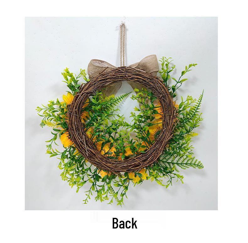 Christmas Sunflower & Bee Door Wreath - Semicircle Ornament for Festive Courtyard Decoration