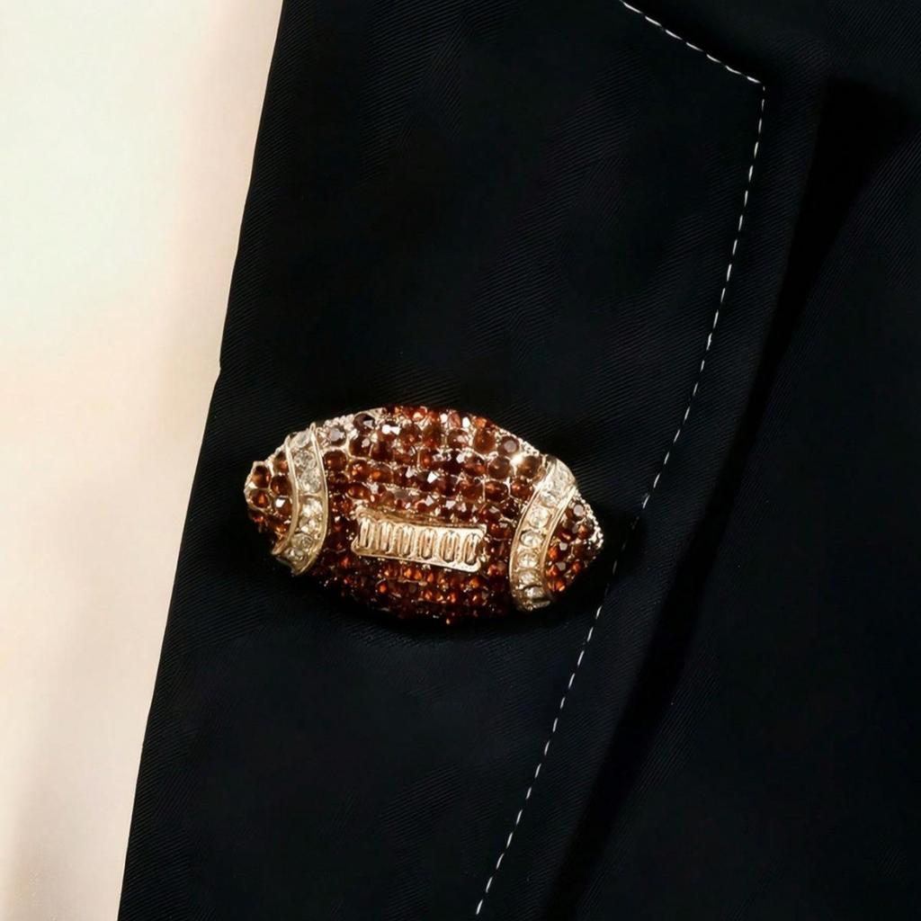 Rhinestone Sports Brooch: Basketball, Football, Baseball & Rugby Fashion Accessory for Clothing and Hats