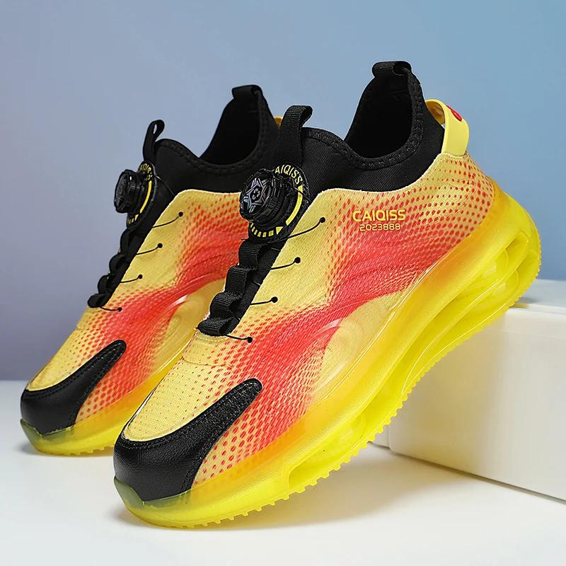 

Athletic Mesh Sneakers Men Women Breathable Non-Slip Gym Shoes Soft Sole Lightweight Comfortable Walking Sport Shoes 45 жёлтый