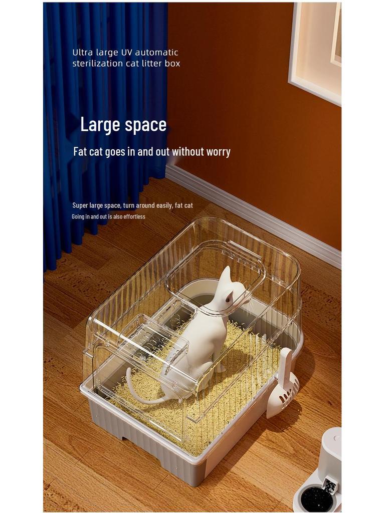Extra-Large Fully Enclosed Cat Litter Box with Drawer and Anti-Splash Design