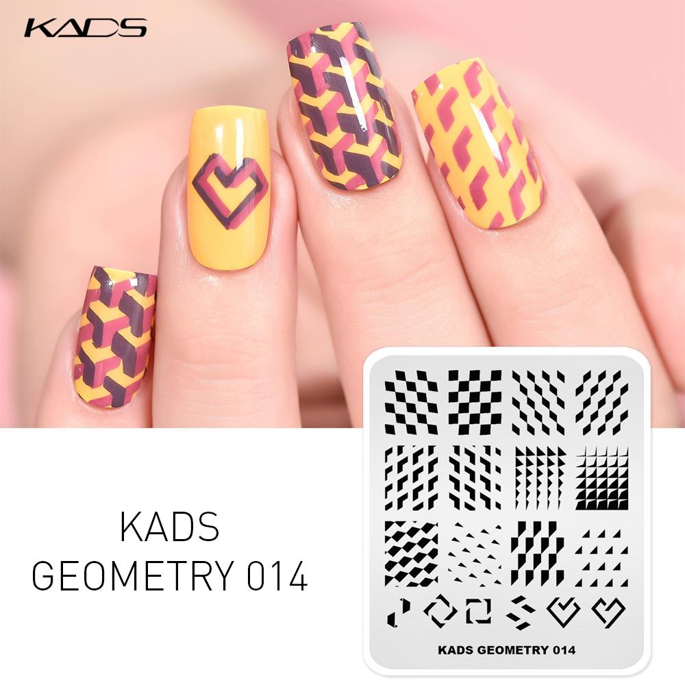 kads Geometry 3D Image Nail Stamping Plates Geometric Shape Nail Art Design Stamp Stencil Nails Tools Stamping Plate