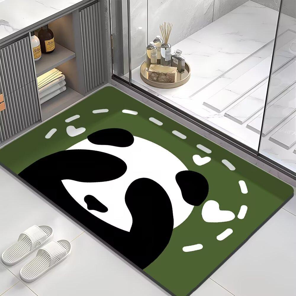Cartoon Panda Bathroom Floor Mat Bathroom Water Absorption Quick Drying Dirt Resistant Anti Slip Diatom Mud Foot Mat