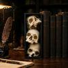 Atmospheric Props for Party 3Pcs Halloween 3 Tier Skull Bookends, Gothic Resin Bookshelf Decor Office, Spooky Office Desk Decorations Skeleton